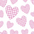 Seamless pattern hearts pink buffalo plaid vector illustration Royalty Free Stock Photo